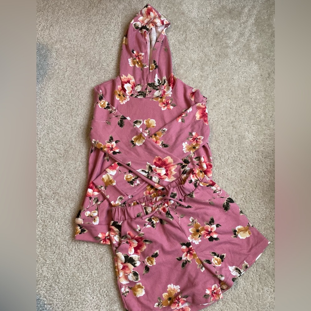 Matching girls soft light sweatshirt and shorts